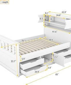 Bellemave Twin Captains Bed Frame with Storage Drawers and Shelves 2