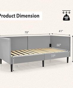 GOFLAME Twin Size Upholstered Daybed Frame with Sturdy Support Grey 2