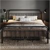 King Size Velvet Bed Frame with Tufted Wingback Headboard Beige 4