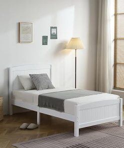 Twin Wooden Bed Frame for Adults with Headboard and Footboard