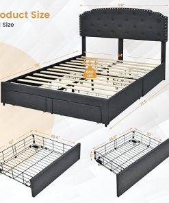 Giantex Full Size Upholstered Platform Bed Frame with Storage Drawers 2