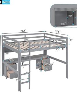 Full Loft Bed with Desk, Storage Drawers, USB Ports and Outlets 2