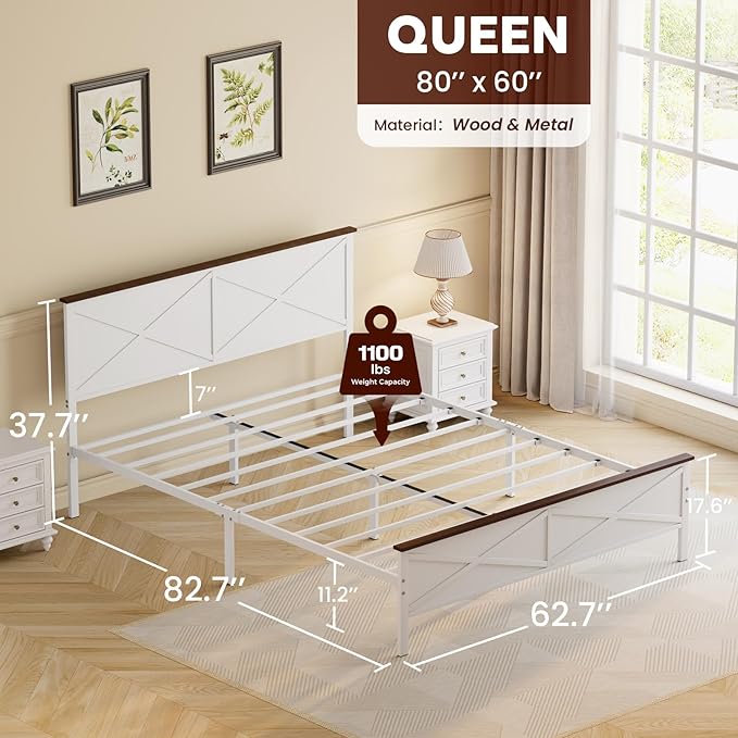 Farmhouse Queen Bed Frame with Headboard and Under Bed Storage 2 Farmhouse Queen Bed Frame with Headboard and Under Bed Storage - Image 2