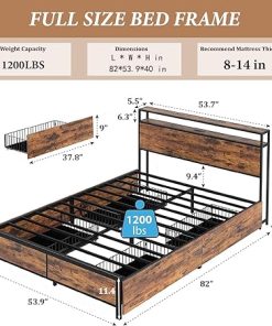 Metal Full Size Bed Frame with Headboard and 4 Storage Drawers 2