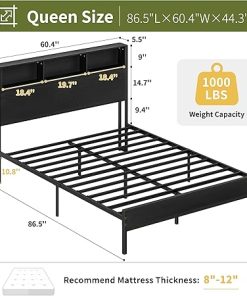 Yoobure Queen Bed Frame with Charging Station and LED Headboard 2