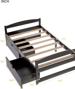 Bellemave Twin Size Kids Bed with 2 Drawers and Storage Features 2