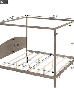 King Size Canopy Bed Frame with Headboard and Slat Support  
Wooden King Platform Bed Frame with Slat Support Design  
King Size Bed Frame for Kids Teens and Adults No Box Spring Needed 2