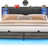 Unikito King Size Bed Frame with RGB LED Lights and Storage Headboard