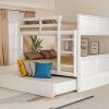 Merax Full Over Full Bunk Bed with Trundle in White for Kids