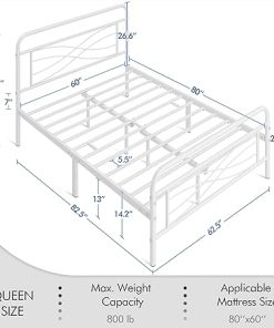 Topeakmart Queen Bed Frame with Vintage Criss-Cross Headboard 2