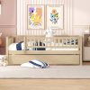 Queen Size White Solid Wood Canopy Bed Frame with Slats Support 3