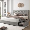 King Size Floating Bed Frame with LED Lights and Heavy Duty Steel Slats 3