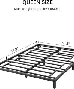Queen Bed Frame 8 Inch Heavy Duty Metal Platform with Storage Black 2