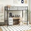 Heavy-Duty Twin Metal Loft Bed Frame with Ladders and Guardrails