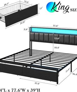 Albott King Storage Bed Frame with Two Drawers and Charging Headboard 2