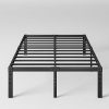 Queen Upholstered Bed Frame with Wingback Headboard and Support Beige 3
