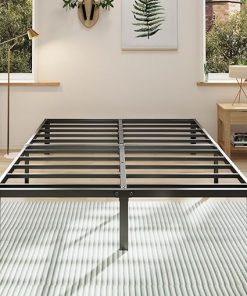 King Size Metal Bed Frame 14 Inch Tall with Storage and Easy Assembly