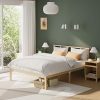 Modern Upholstered Platform Bed with Storage Drawers Queen Blue 4