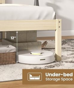 Giantex Twin Platform Bed with Headboard and 12 Inch Storage Natural 2