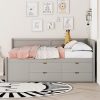 Giantex Twin Size Platform Bed Frame Fabric Upholstered Navy Blue 4