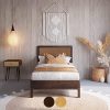 14 Inch Rustic Bohemian Bed Frame with Adjustable Headboard Twin