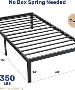 Twin Size Bed Frame 14 Inch Platform Heavy Duty Metal with Storage 2