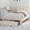 VECELO Twin Bed Frame with Storage Drawer and Strong Wooden Support