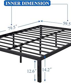 VECELO Heavy Duty Metal Platform Bed Frame for Queen Mattress Black 2