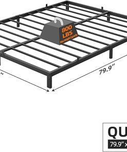Queen Bed Frame No Box Spring Heavy Duty Metal Low Profile 6 Inch 2