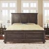 Modern Queen Platform Bed Frame with Rustic Wood and Headboard