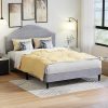 Modern White King Size Bed Frame with Faux Leather and Adjustable Headboard 3