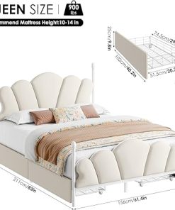 Keyluv Queen Bed Frame with 4 Storage Drawers, Velvet, Noise Free 2