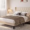 Queen Size Upholstered Platform Bed Frame with Adjustable Headboard 4