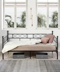 Symylife Twin Daybed Frame with Headboard for Living Room Black 2