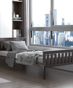 Giantex Twin Bed Frame with Headboard Sturdy Wood Slat Support