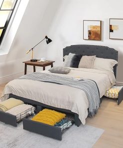 Giantex Full Size Upholstered Platform Bed Frame with Storage Drawers