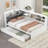 Queen Size Platform Bed Frame with Upholstered Headboard Grey 3