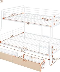 Full Over Queen Metal Bunk Bed with Storage Drawers for Bedrooms 2