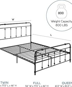 Calvino Classic Black Metal Full Platform Bed Frame for Modern Bedrooms 2