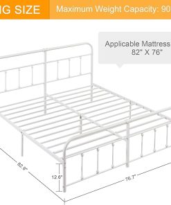 VECELO King Size Metal Bed Frame Victorian Style with Headboard 2