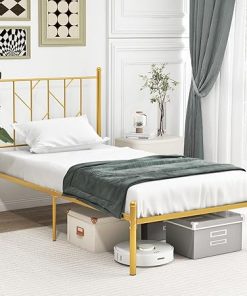 Giantex Twin Metal Bed Frame Victorian Style with 14 Slats Support