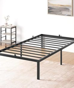 Sturdy 14 Inch Twin Metal Bed Frame with Under Bed Storage Black
