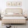 Keyluv Twin LED Upholstered Bed Frame with Storage Drawer, Pink 4