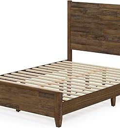 Queen Platform Bed Frame with Headboard Solid Pine Easy Assembly 14 Inch 2