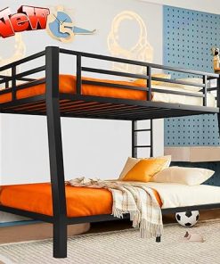 Heavy Duty Full XL Over Queen Bunk Bed Frame for Adults Black Heavy Duty Full XL Over Queen Bunk Bed Frame for Adults Black