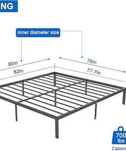 VECELO 14 Inch King Metal Bed Frame Heavy Duty Steel No Box Spring 2