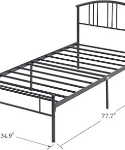 VECELO Twin Bed Frame Metal Platform with Headboard and Footboard 2