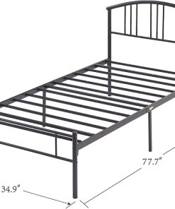 VECELO Twin Bed Frame with Headboard 14 Inch Metal Mattress Foundation 2