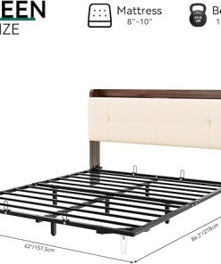 YITAHOME Queen Floating Bed Frame with RGB LED Lights and USB Charging 2