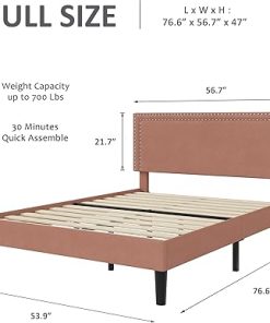 VECELO Full Size Platform Bed Frame with Adjustable Headboard 2